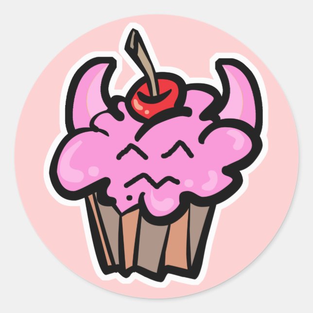 Pegatina Redonda Cupcake de chocolate del diablo (Anverso)