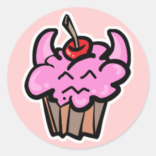 Pegatina Redonda Cupcake de chocolate del diablo