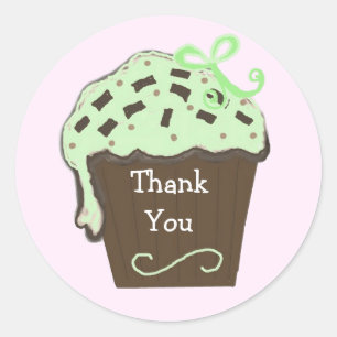 Pegatina Redonda Cupcake de Menta Gracias