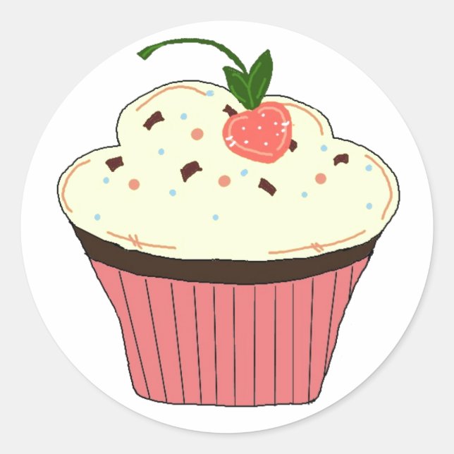 Pegatina Redonda Cupcake de Mocha (Anverso)