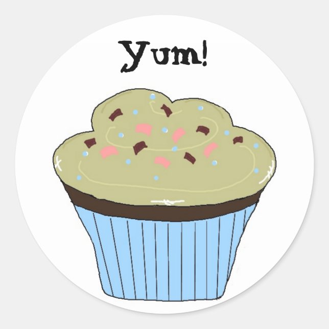 Pegatina Redonda Cupcake Delicioso (Anverso)