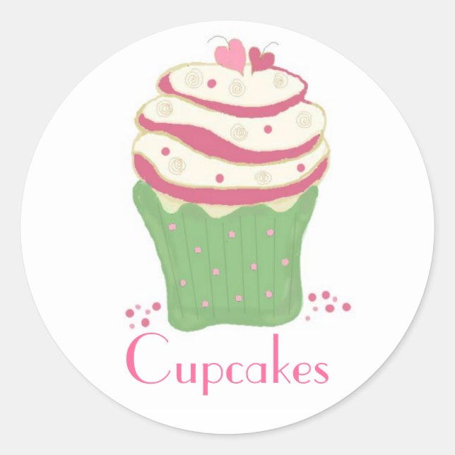 Pegatina Redonda Cupcake Enroscado (Anverso)