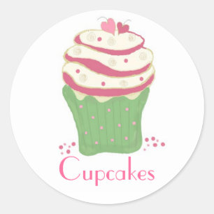 Pegatina Redonda Cupcake Enroscado