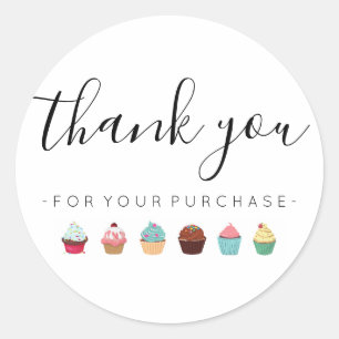 Pegatina Redonda Cupcake Gracias por su compra