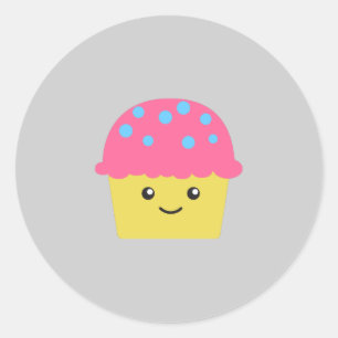 Pegatina Redonda Cupcake kawaii