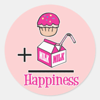 Pegatina Redonda Cupcake Más Leche Felicidad