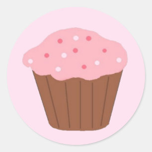 Pegatina Redonda Cupcake rociado de rosa