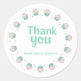 Pegatina Redonda Cupcake Sprinkle Baking Thank You Sticker 