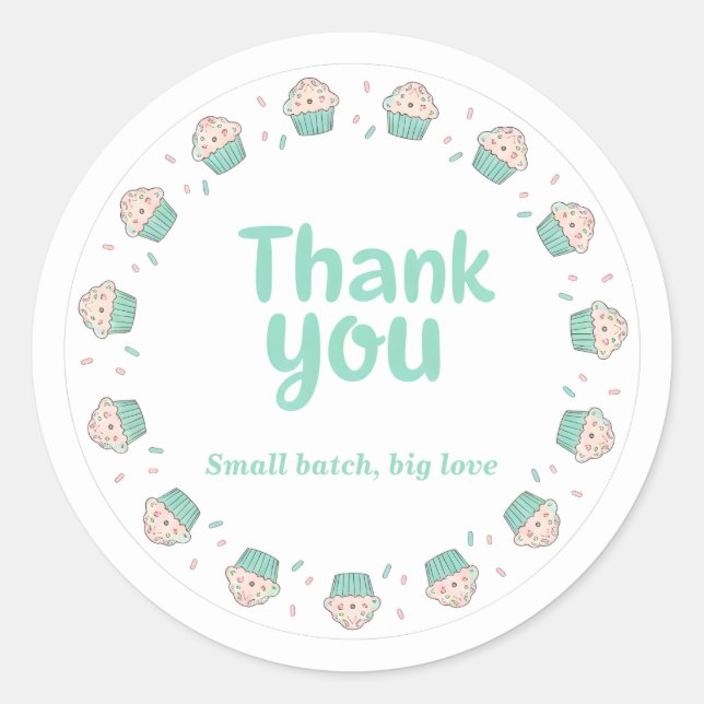 Pegatina Redonda Cupcake Sprinkle Baking Thank You Sticker  (Anverso)