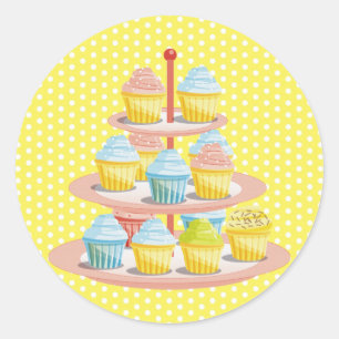 Pegatina Redonda Cupcakes Bakery Pastry Shop Business