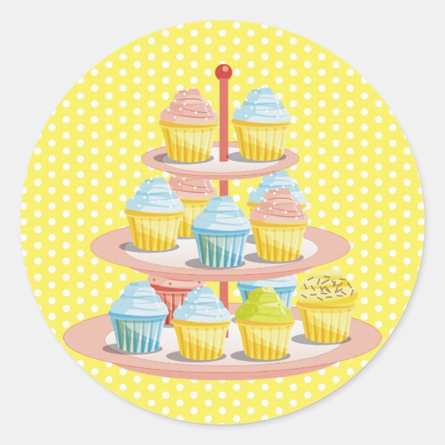 Pegatina Redonda Cupcakes Bakery Pastry Shop Business (Anverso)