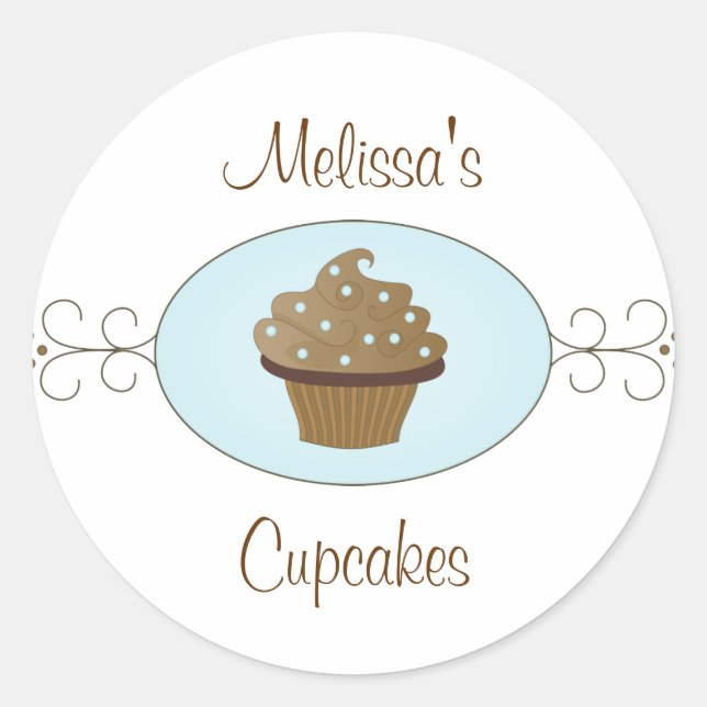 Pegatina Redonda Cupcakes Blue Fancy (Anverso)