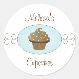 Pegatina Redonda Cupcakes Blue Fancy