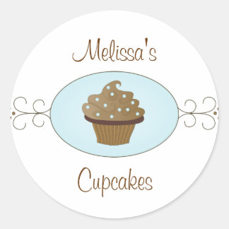 Pegatina Redonda Cupcakes Blue Fancy