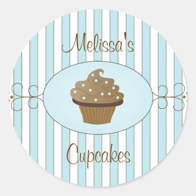 Pegatina Redonda Cupcakes Blue Fancy (Anverso)