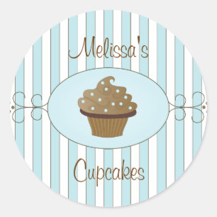Pegatina Redonda Cupcakes Blue Fancy