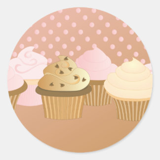 Pegatina Redonda Cupcakes de diseñador