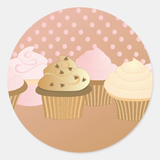 Pegatina Redonda Cupcakes de diseñador (Anverso)