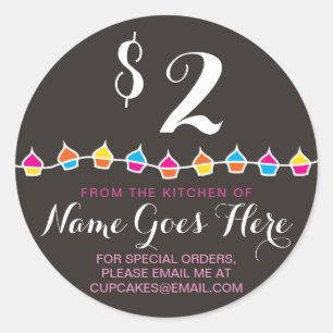 Pegatina Redonda CUPCAKES de la cocina de los precios