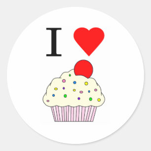 Pegatina Redonda Cupcakes del corazón