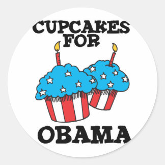 Pegatina Redonda Cupcakes para Obama