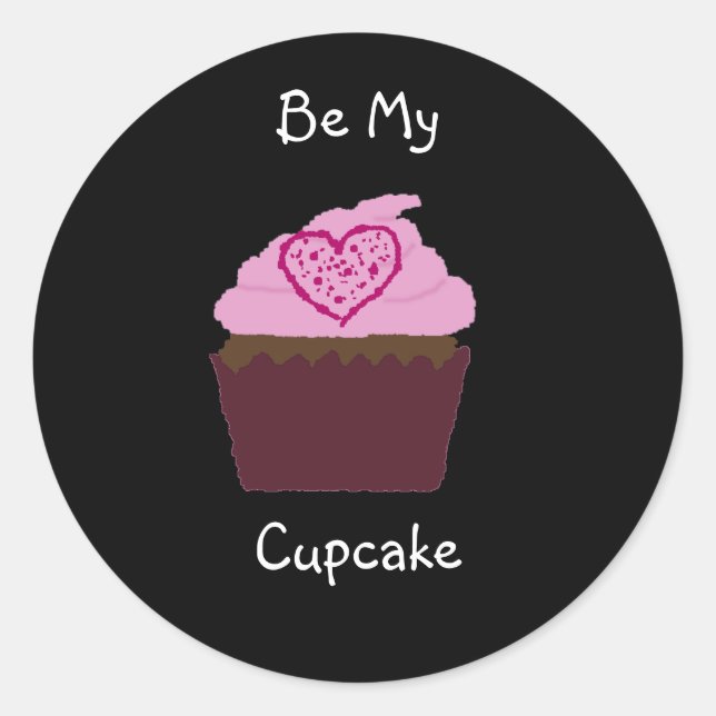 Pegatina Redonda cupcakesolo, Be My, Cupcake (Anverso)
