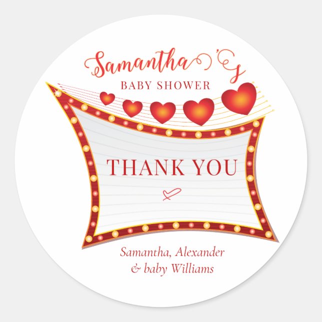 Pegatina Redonda Cupid Little Secret Valentine Baby Shower Welcome (Anverso)