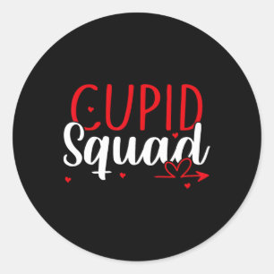 Pegatina Redonda Cupid Squad Hearts El día de San Valentín Cupids P