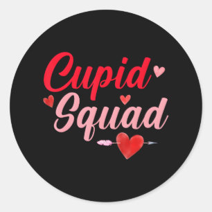 Pegatina Redonda Cupid Squad Hearts Funny El día de San Valentín Pa
