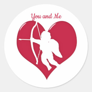 Pegatina Redonda Cupido Amor Día de San Valentín 