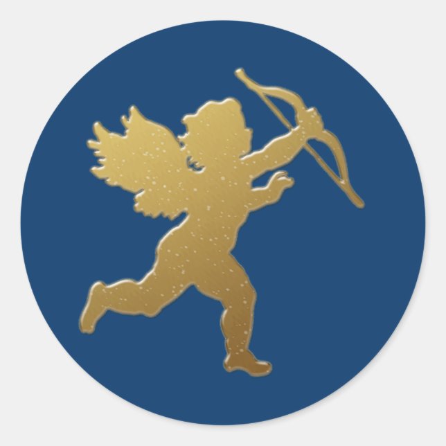 Pegatina Redonda cupido de oro (Anverso)