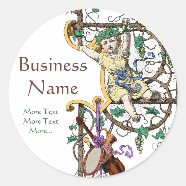 Pegatina Redonda Cupido de vino Rhine Mosel (Anverso)