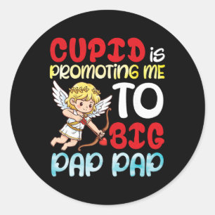 Pegatina Redonda Cupido me asciende a gran papá papá en el día de S