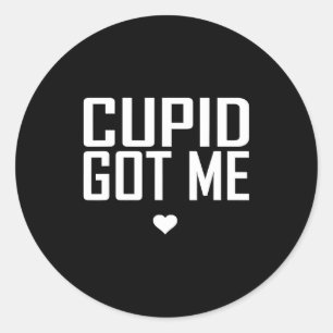 Pegatina Redonda Cupido Me Tiene Romance Lindo Querubín Regalo De S