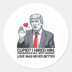 Pegatina Redonda Cupido que contraté Tremendo tipo Mejores flechas