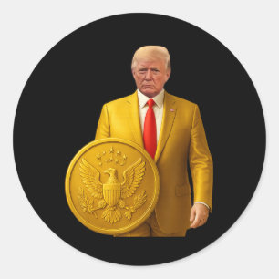 Pegatina Redonda Cúpula Dorada Trump Gran Mapa Patriótico Americano