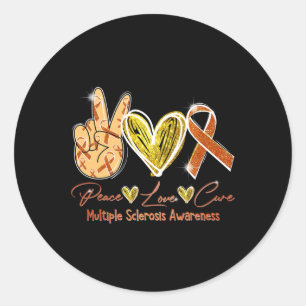 Pegatina Redonda Cura de Amor Esclerosis Múltiple Conciencia Naranj