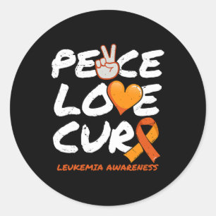 Pegatina Redonda Cura de amor por la paz - Conciencia sobre la leuc