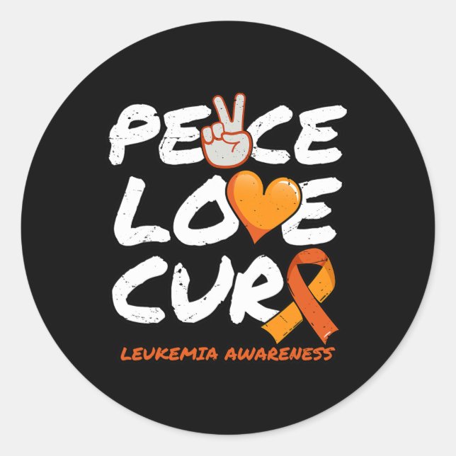 Pegatina Redonda Cura de amor por la paz - Conciencia sobre la leuc (Anverso)