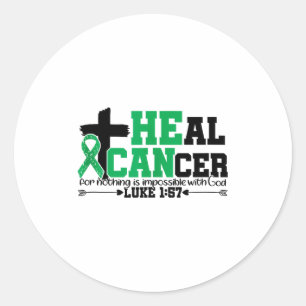 Pegatina Redonda Cura el cáncer cristiano Cree en Dios Cáncer de hí