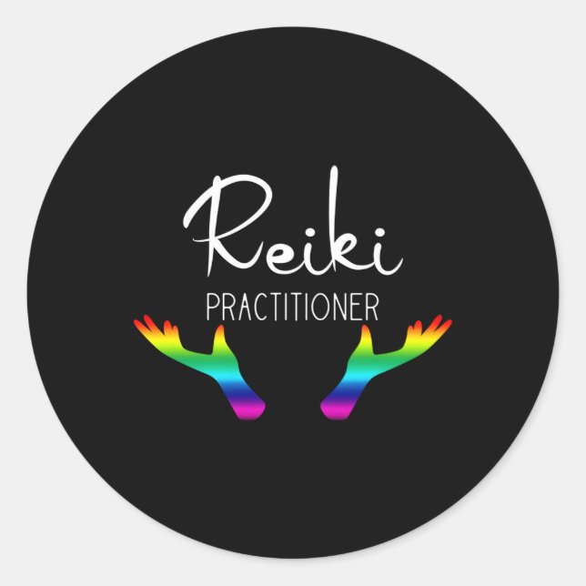 Pegatina Redonda Curación de energía holística practicante de Reiki (Anverso)