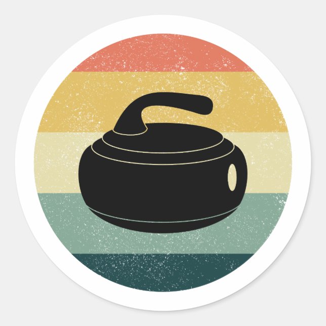 Pegatina Redonda Curando el baño de piedra de deporte de hielo (Anverso)