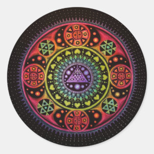 Pegatina Redonda Curando Mandala