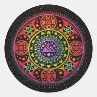 Pegatina Redonda Curando Mandala