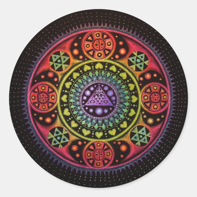 Pegatina Redonda Curando Mandala (Anverso)