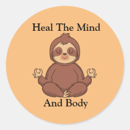 Pegatina Redonda Curar la mente y el cuerpo meditando la pereza