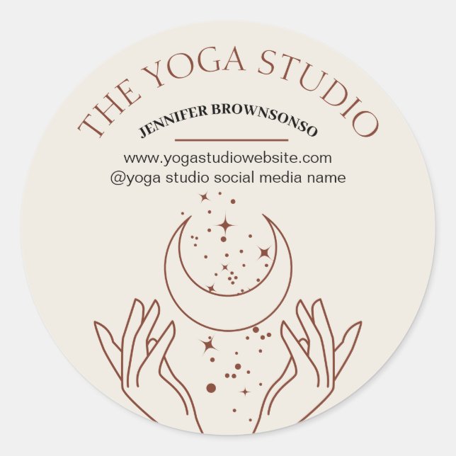 Pegatina Redonda Curar las estrellas de marfil-energía manos luna e (Anverso)