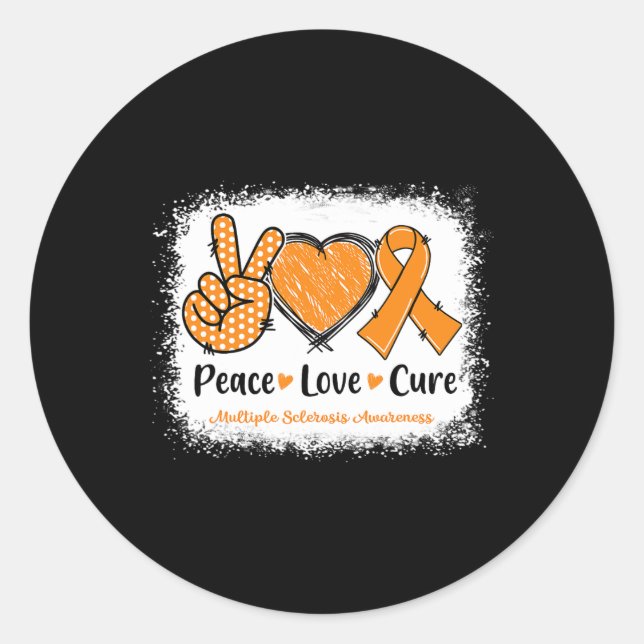 Pegatina Redonda Cure Amor Esclerosis Múltiple Sra. Naranja de Conc (Anverso)