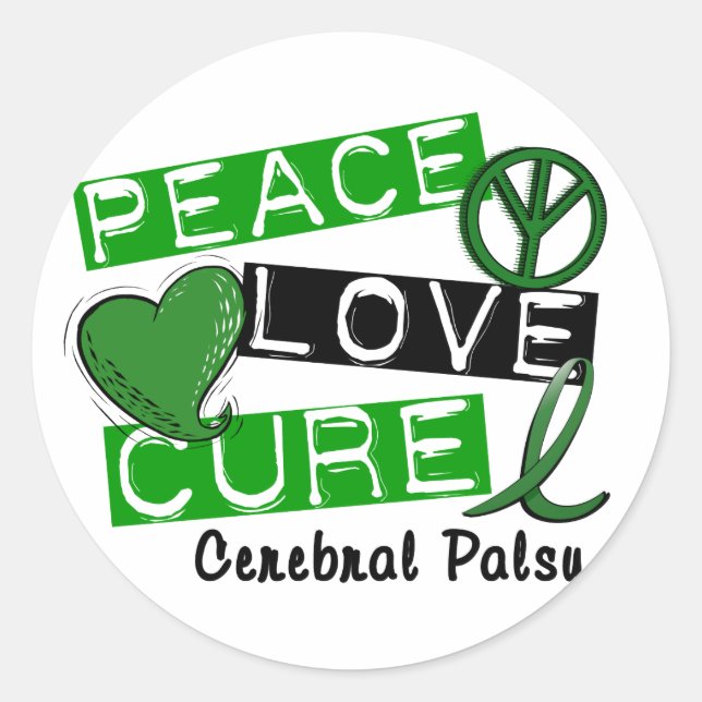 Pegatina Redonda CURE CEREBRAL PALSY Camisetas y regalos para el am (Anverso)