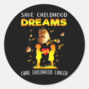 Pegatina Redonda Cure Children Cancer Save Dreams Pediatría Oncolo